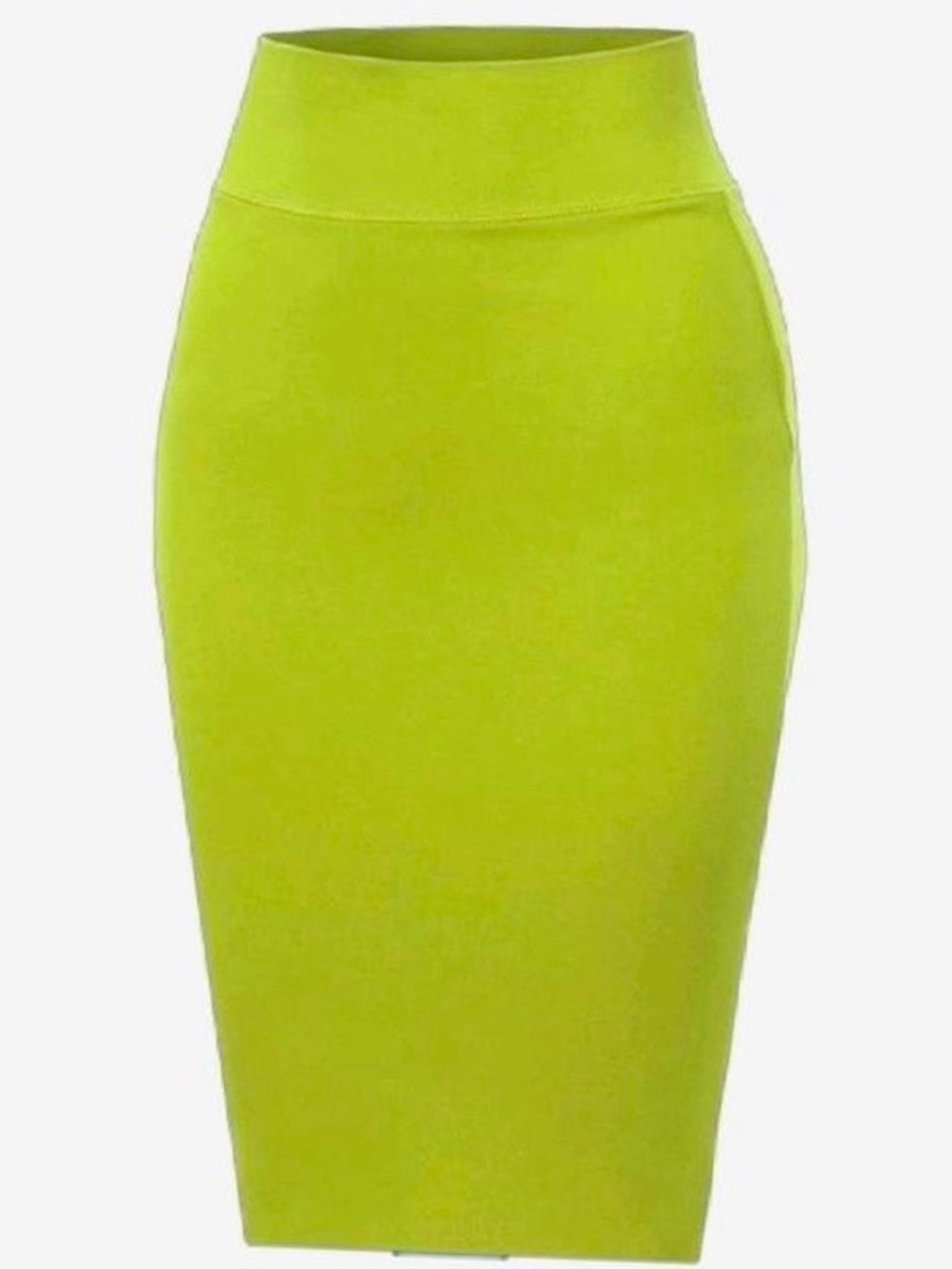 Sculpted Stretch High-Waist Lime Green Pencil Skirt